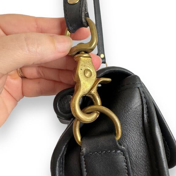 Vintage Dove Navy Blue Medium Unlined Leather Top Handle Cross Body Purse - Picture 6 of 16